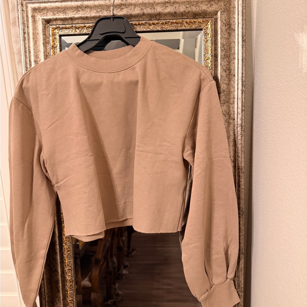 H&M Tan Long Sleeve Crop Top